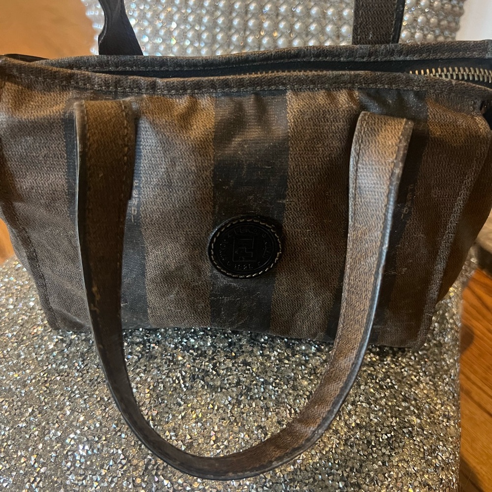 Fendi vintage small purse -bag with attached pouch!!  AUTHENTIC  - pequin stripe
